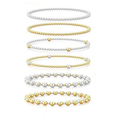 Metallic Bead Ethnic Style Handmade Beaded Bracelet Set
