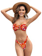 Tube Top Pumping Pleated Bikini Female Sexy Halter High Waist Thickened Split Swimsuit