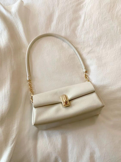 Small beige shoulder bag, bag women glacier white armpit bag, commuter top handle bag, versatile hobo bag for women