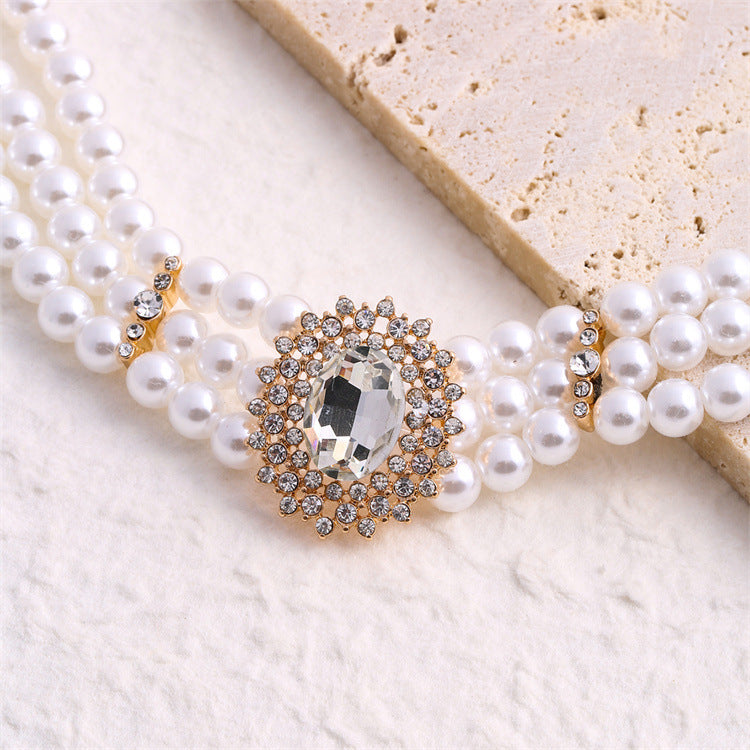 Multi Layer Pearl Beaded Necklaces Healing Crystal Jewelry Necklace