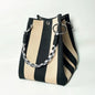 Woven Bucket Bag – Fashion Knit Handbag, Lucky Drawstring Shoulder Purse, Women’s Vacation Tote