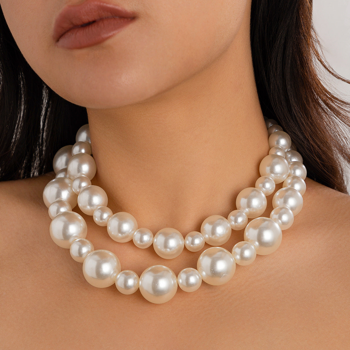 Retro Long Pearl Tassel Chain Female French Collar Fashion Double-layer Beaded Necklace
