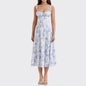 Floral Square Neck Sexy Split Swing Spring Dress Off Shoulder Flower Print Sexy Dress