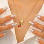 Alloy Cherry Strawberry Apple Pineapple Fruit Bracelet Necklace Jewelry Set