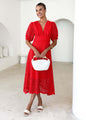 Dress skirt V-neck sexy waist solid color lace hollow dress