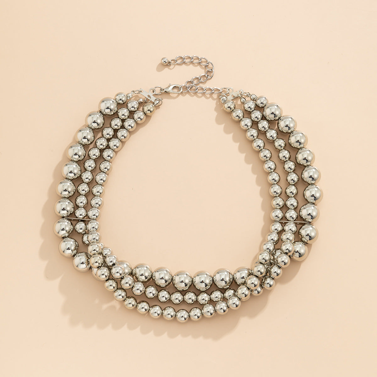 Multilayer Choker Necklace Round Plastic Resin Beads