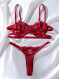 INS Internet Celebrity Lace Embroidery Mesh See through Sexy Lingerie 2 piece Set