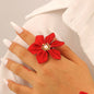 Fashion Luxury Faux Pearl Flower Jewelry Set Necklace Bracelet Ring Earrings