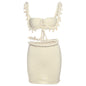 Wind summer fashion creative street sexy babes sleeveless navel knitted skirt set