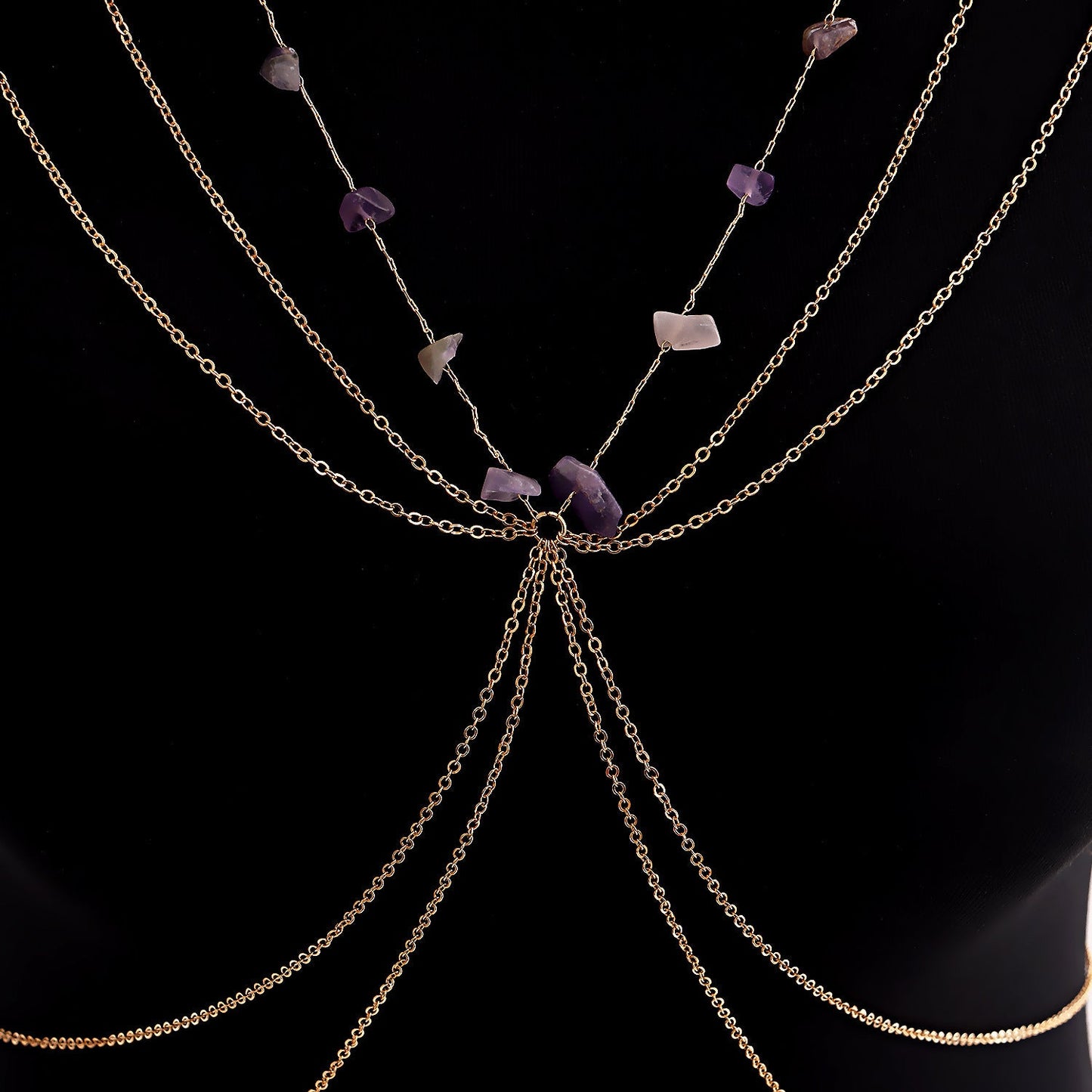 Stone Summer Body Jewelry Chain Beach Sexy Metal Chest Chain