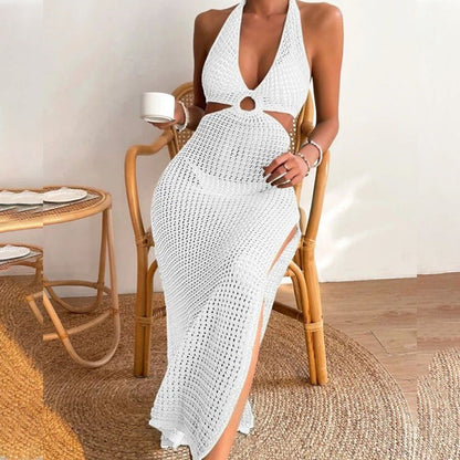 Women¡¯s Summer Sexy Knitted Hollow-Out Beach Cover-Up ¨C Sheer Bikini Kimono, Sun Protection Mesh Dress