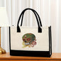 Canvas tote bag, large capacity printed tote bag women's, fashionable waterproof portable shopping bag