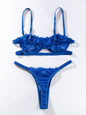INS Internet Celebrity Lace Embroidery Mesh See through Sexy Lingerie 2 piece Set