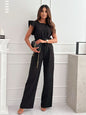 High Waist Commuter Strap-Up Jumpsuit - Summer Wide Leg Streetwear Jumpsuit