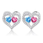 Sterling Silver Birthstone Heart Earrings new