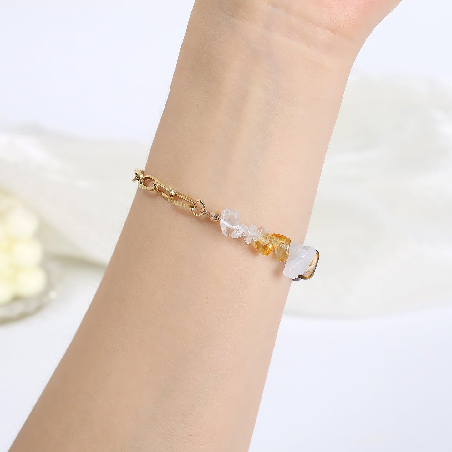 Colorful Irregular Natural Crystal Charm Bracelet