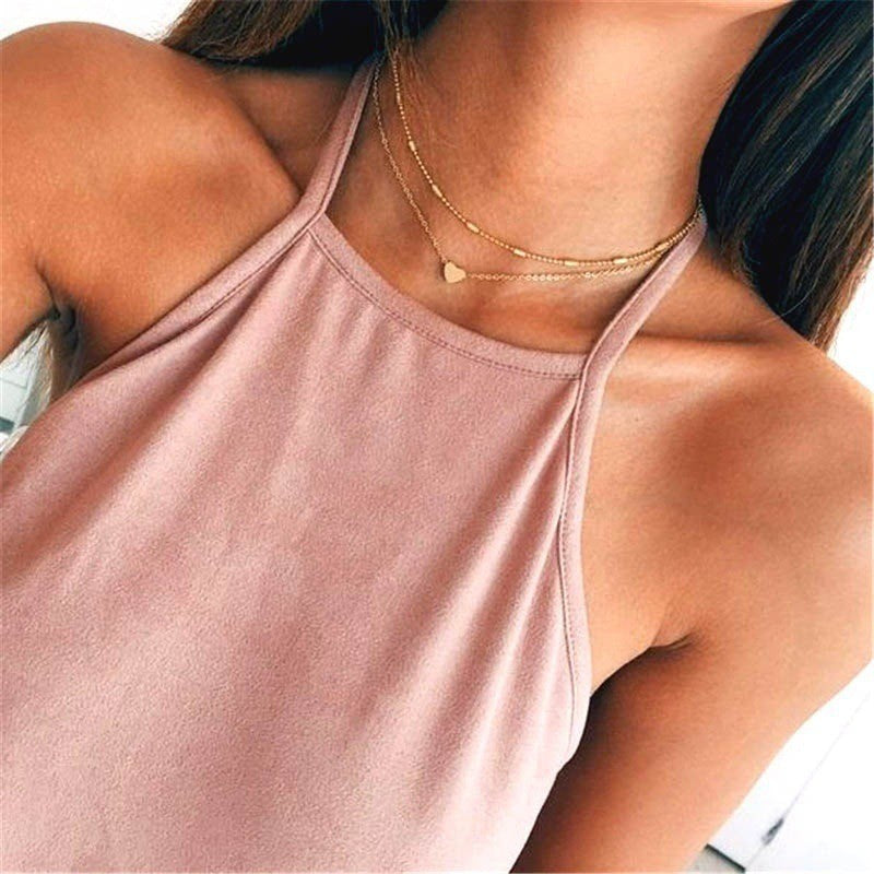 Pearl Chain Necklace Love Heart Pendant
