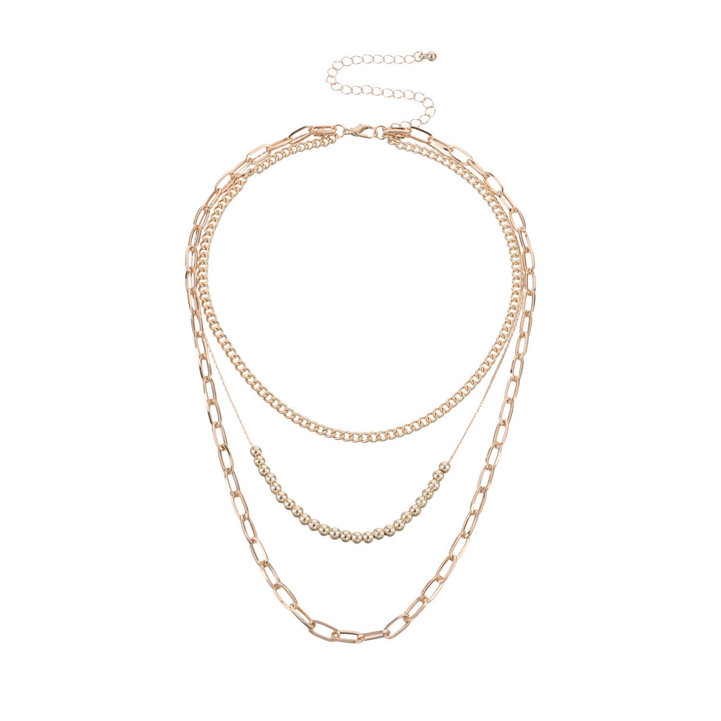 Paperclip Chain Triple Layer Necklace