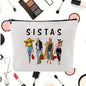 Linen printed cosmetic bag, cosmetic lipstick storage bag, small simple zipper evening clutch bag,