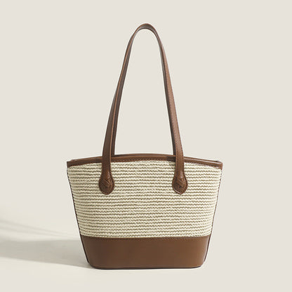 Tote crochet purse, summer retro underarm bag, straw bag large capacity minimalist tote large bag