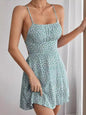 Women's summer dress, fresh and sweet floral lace-up dress, suspender skirt