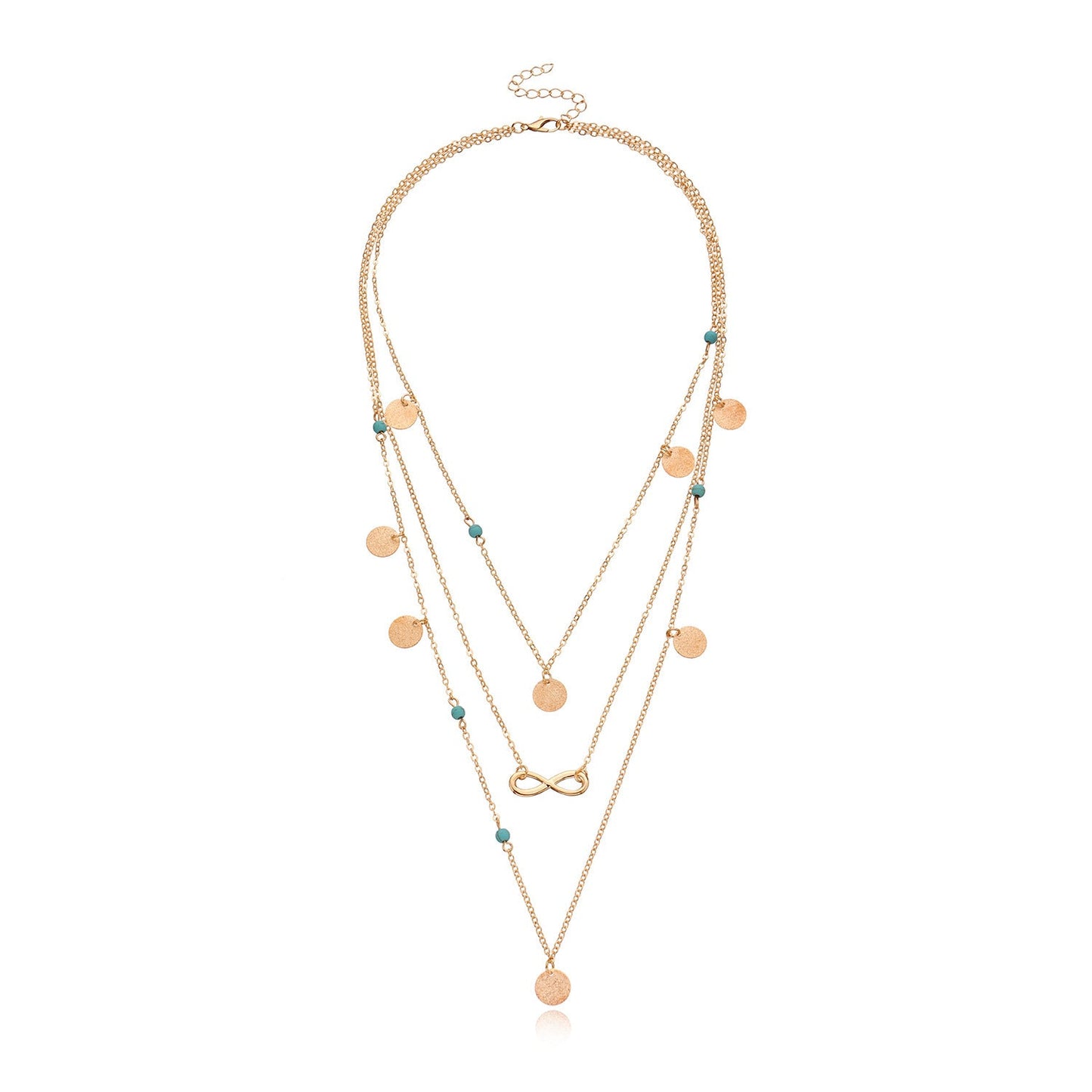 Round Sequin Turquoise Beads Pendant Necklace
