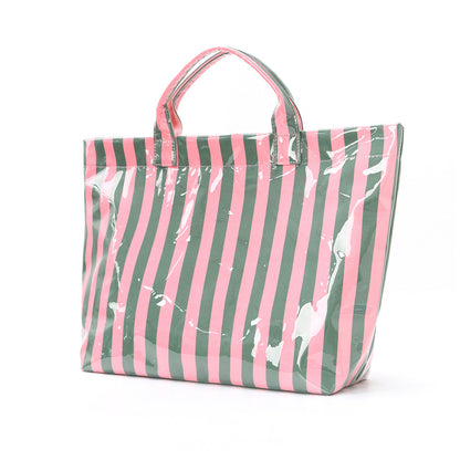 Striped Tote Bag – High-Aesthetic Lightweight Handbag, Commuter Large Travel Shoulder Bag