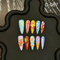 Handcrafted Pinch Hand Painted Colorful Carving Press on Nails Dopamine Patch Stereoscopic Wholesale