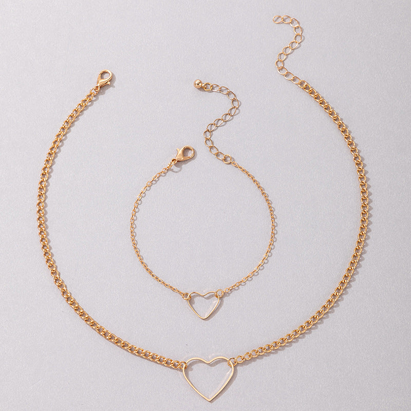 Chain Hollow Heart Choker Necklace