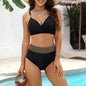 Women's Two-Piece Solid Color Swimsuit Sexy Backless Bikini High Waist Hot Spring Swimwear