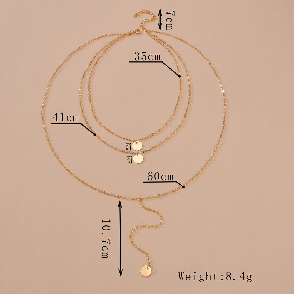 Coin Chain Pendant Sequins Multi Layers Necklaces