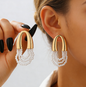 French Vintage Multi-Layer Pearl Tassel Earrings
