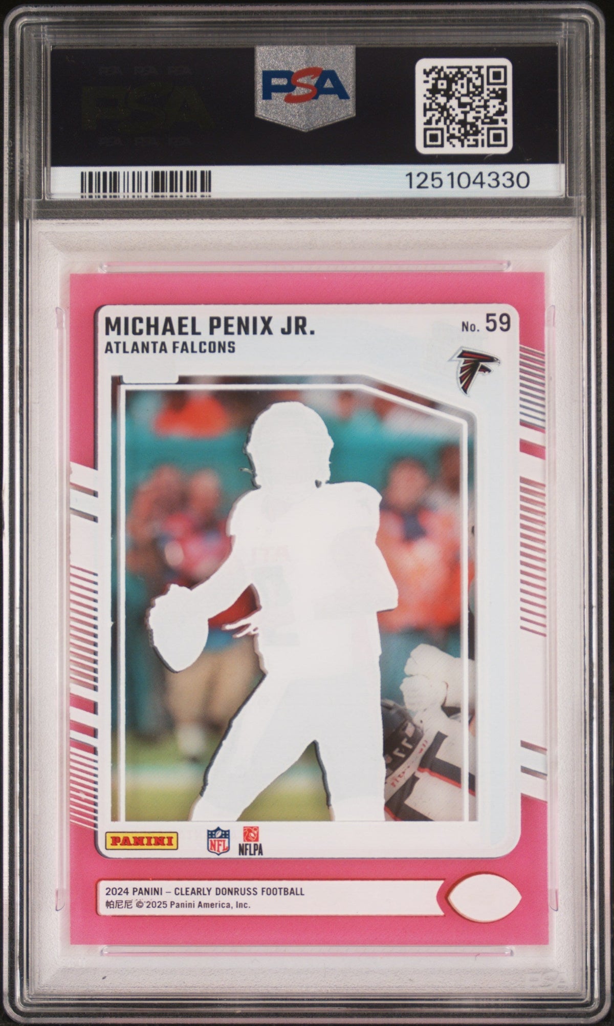 Graded 2024 Panini Clearly Donruss Michael Penix Jr #59 Pink Rookie RC Football Card PSA 10 Gem Mint