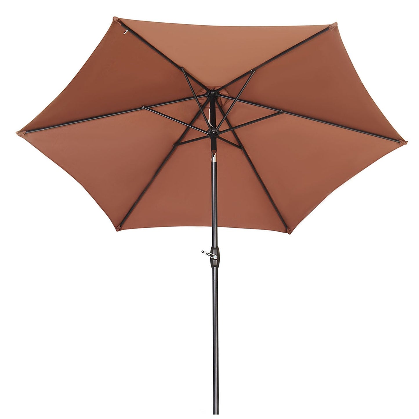 Ainfox 9ft Patio Umbrella with Push Button Tilt and Crank, Outdoor Sunshade Canopy, Waterproof and UV-Proof, Coffee