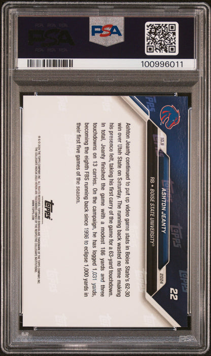 Graded 2024 Topps Bowman U Now Ashton Jeanty #22 Rookie RC Football Card PSA 10 Gem Mint