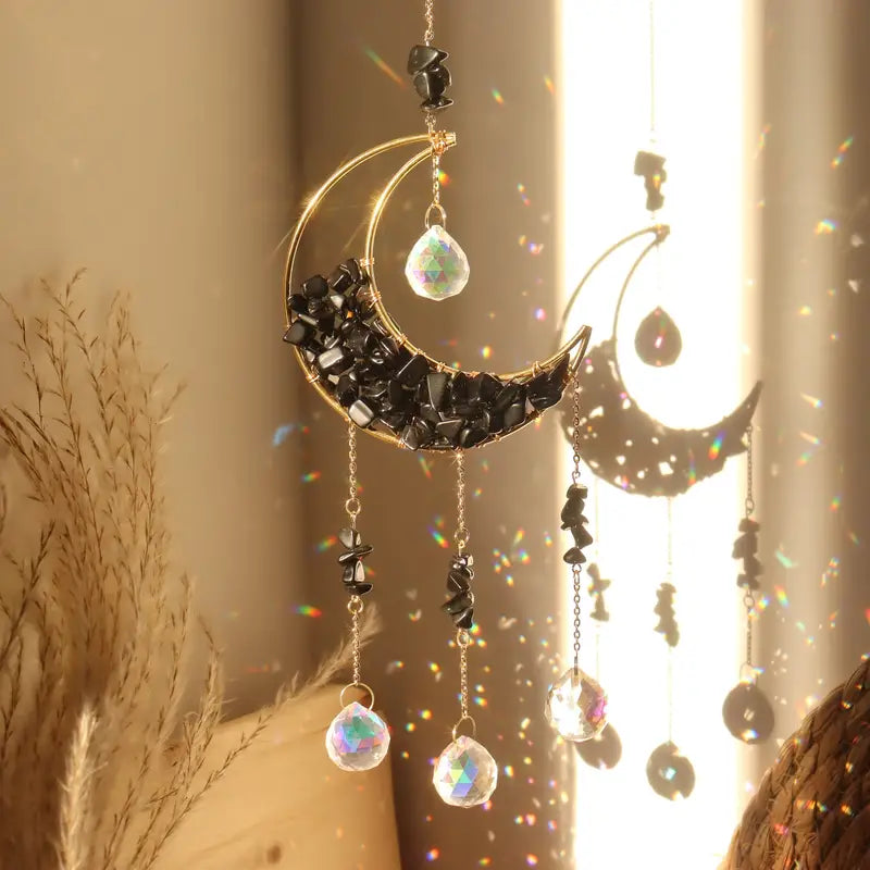 Black Obsidian Crystal Suncatcher