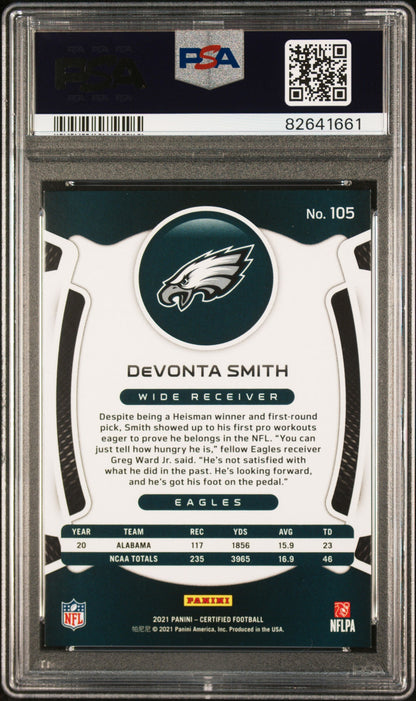 Graded 2021 Panini Certified DeVonta Smith #105 Rookie RC Football Card PSA 10 Gem Mint