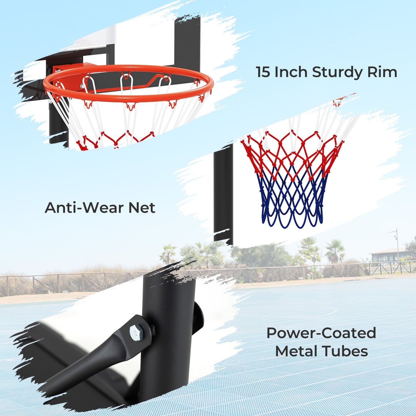 3.3-7 Feet Portable Adjustable Outdoor Kids Basketball Hoop Goal System