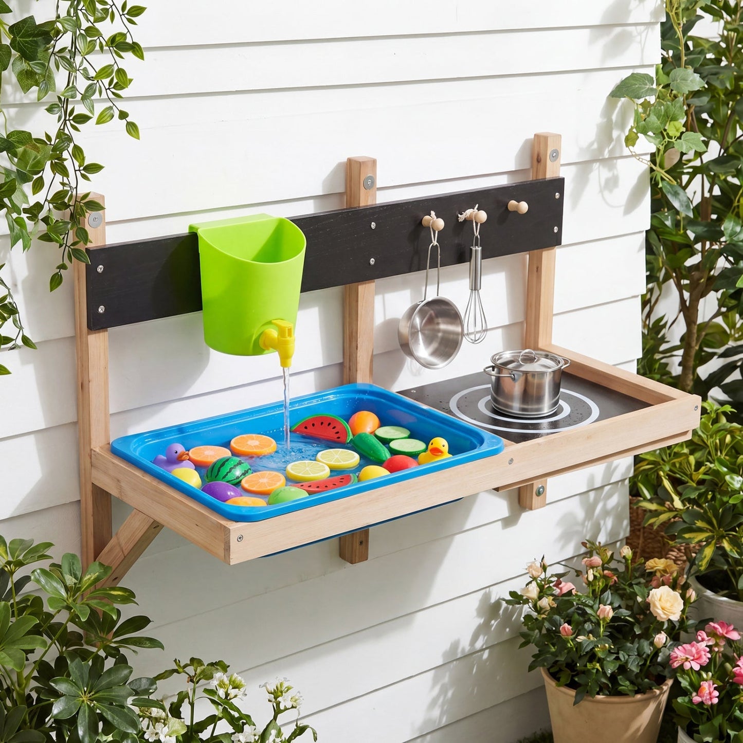 Wall Mounted Mud Kitchen for Kids Ages 3+