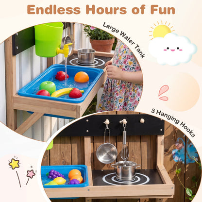 Wall Mounted Mud Kitchen for Kids Ages 3+