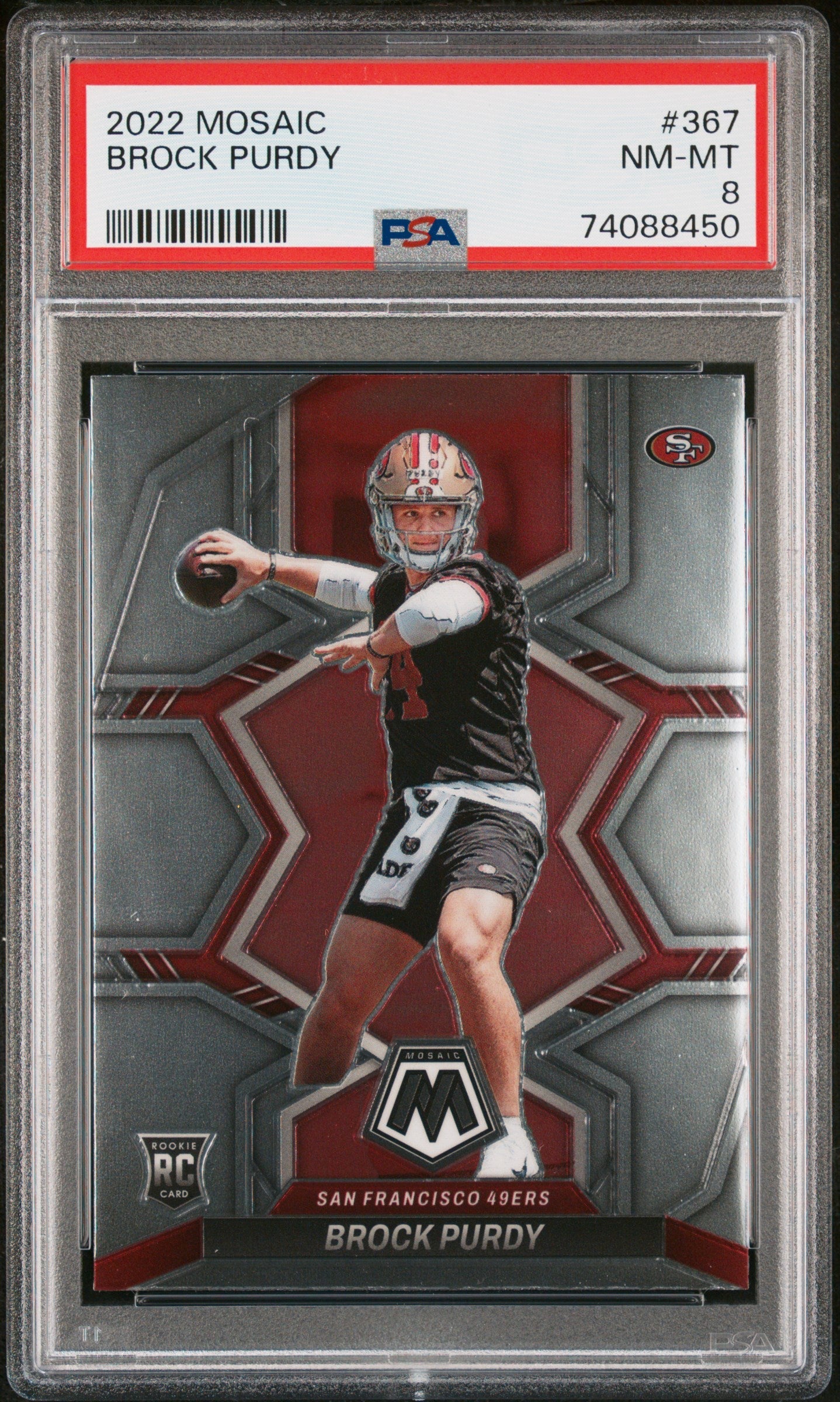 Graded 2022 Panini Mosaic Brock Purdy #367 Rookie RC Football Card PSA 8 Near Mint