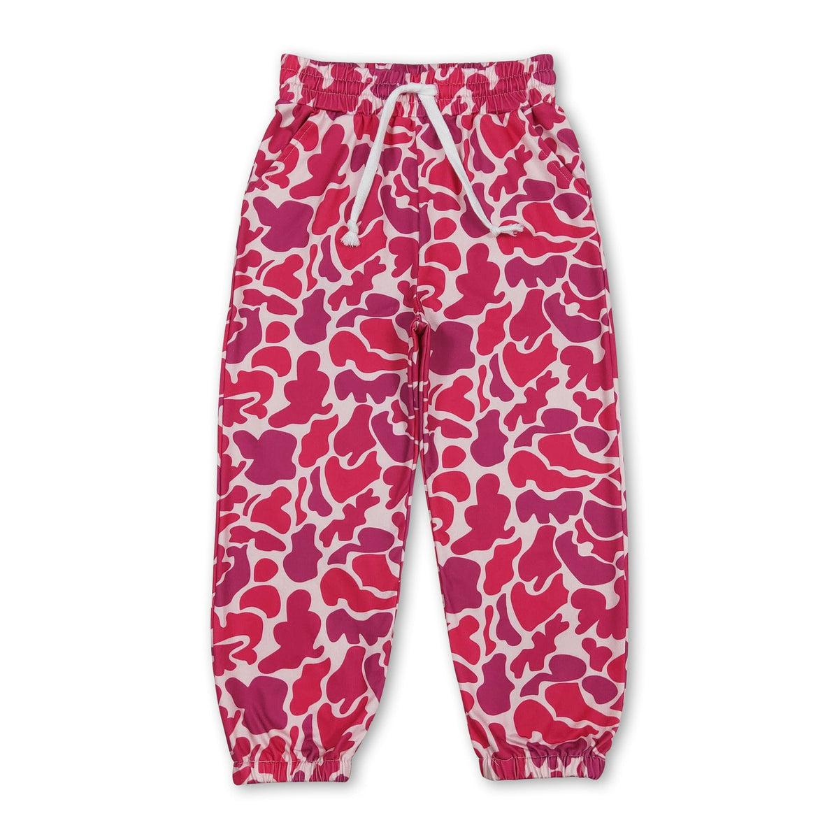 Pink camo elastic waist kids girls pants