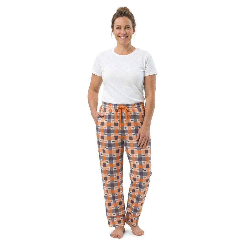 Plaid bat adult women Halloween pajamas pants