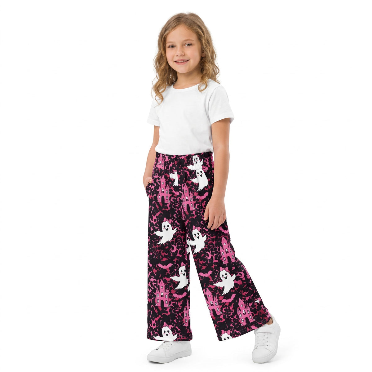 Pink leopard bat ghost kids girls Halloween pants
