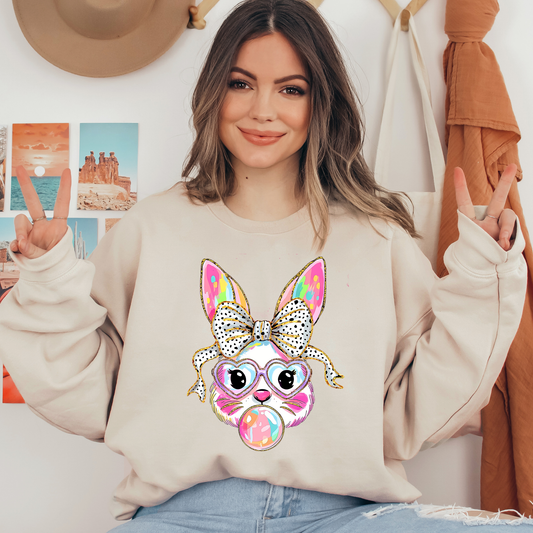 Easter Day Bunny Heart Glasses Ready To Press DTF Transfers, DTF Hot Peel