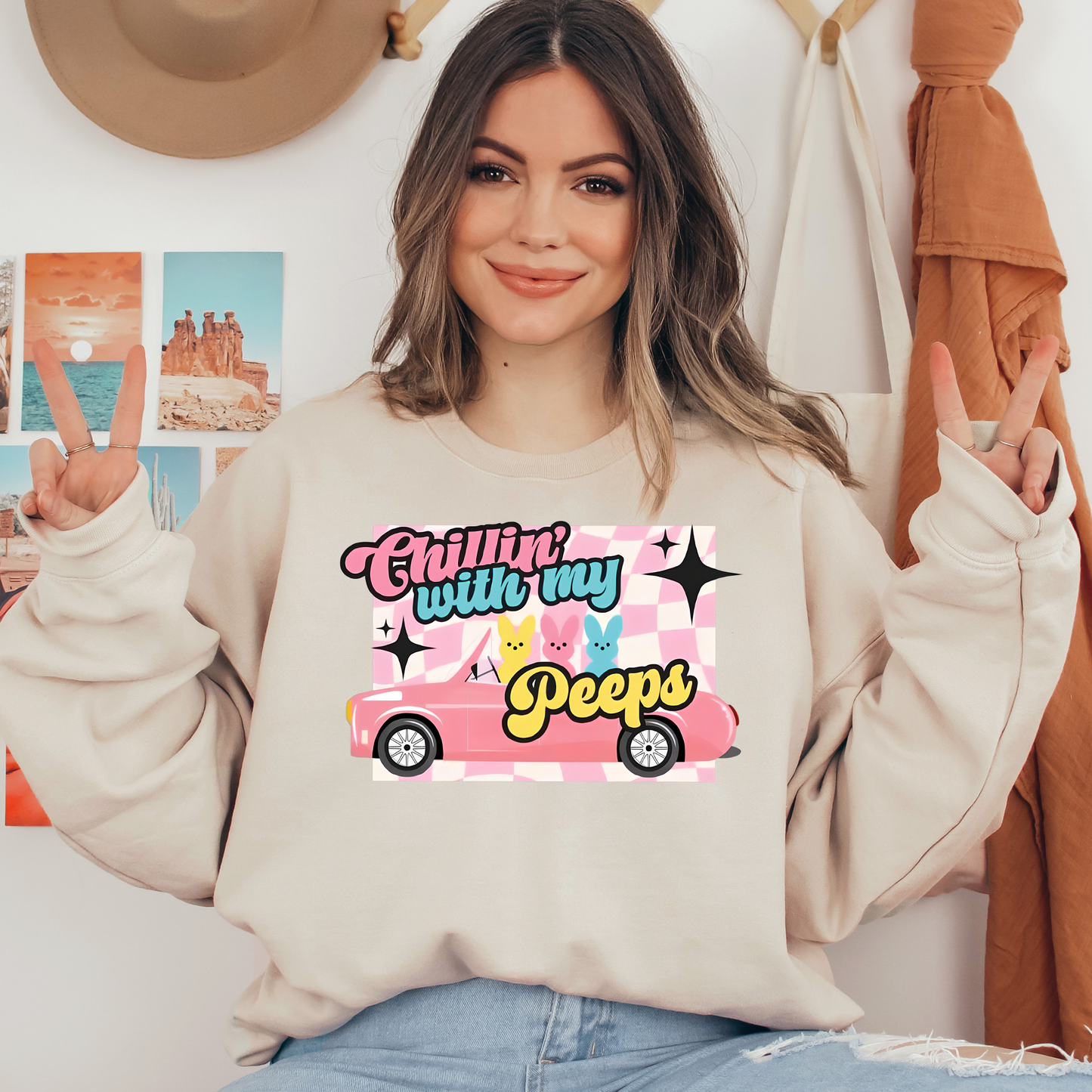 Chillin' With My Peeps Car Ready To Press DTF Transfers, DTF Hot Peel