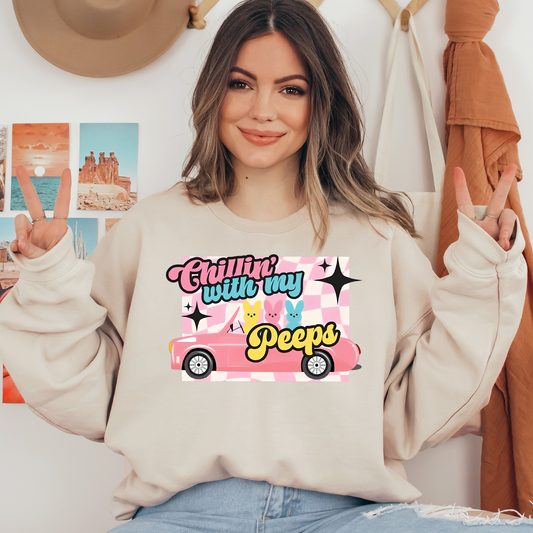 Chillin' With My Peeps Car Ready To Press DTF Transfers, DTF Hot Peel