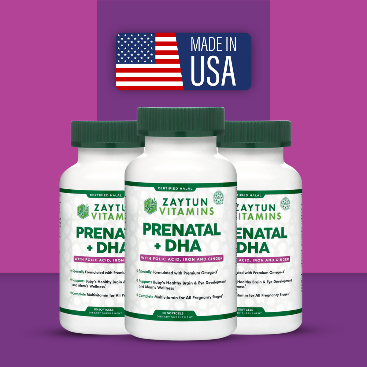 Halal Prenatal + DHA Multivitamin Softgels (3Pack)