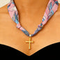 Hand-Tied Silk Scarf Cross Necklace