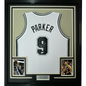 Framed Autographed/Signed Tony Parker 35x39 San Antonio White Basketball Jersey Beckett BAS COA